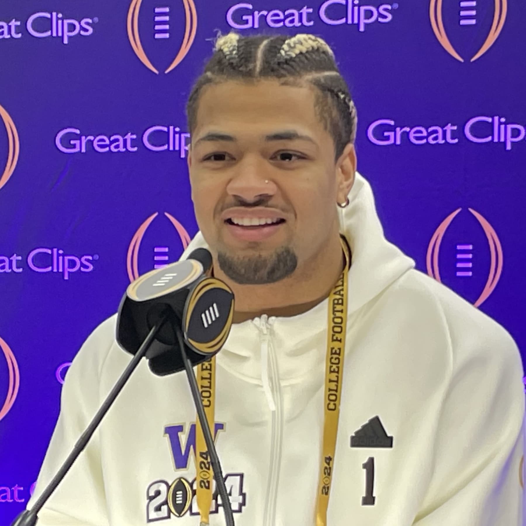Rome Odunze speaking at media day before the 2024 national championship game